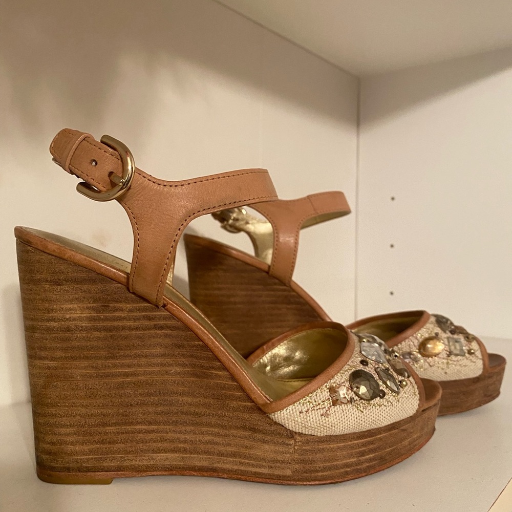 Coach wedges with beading